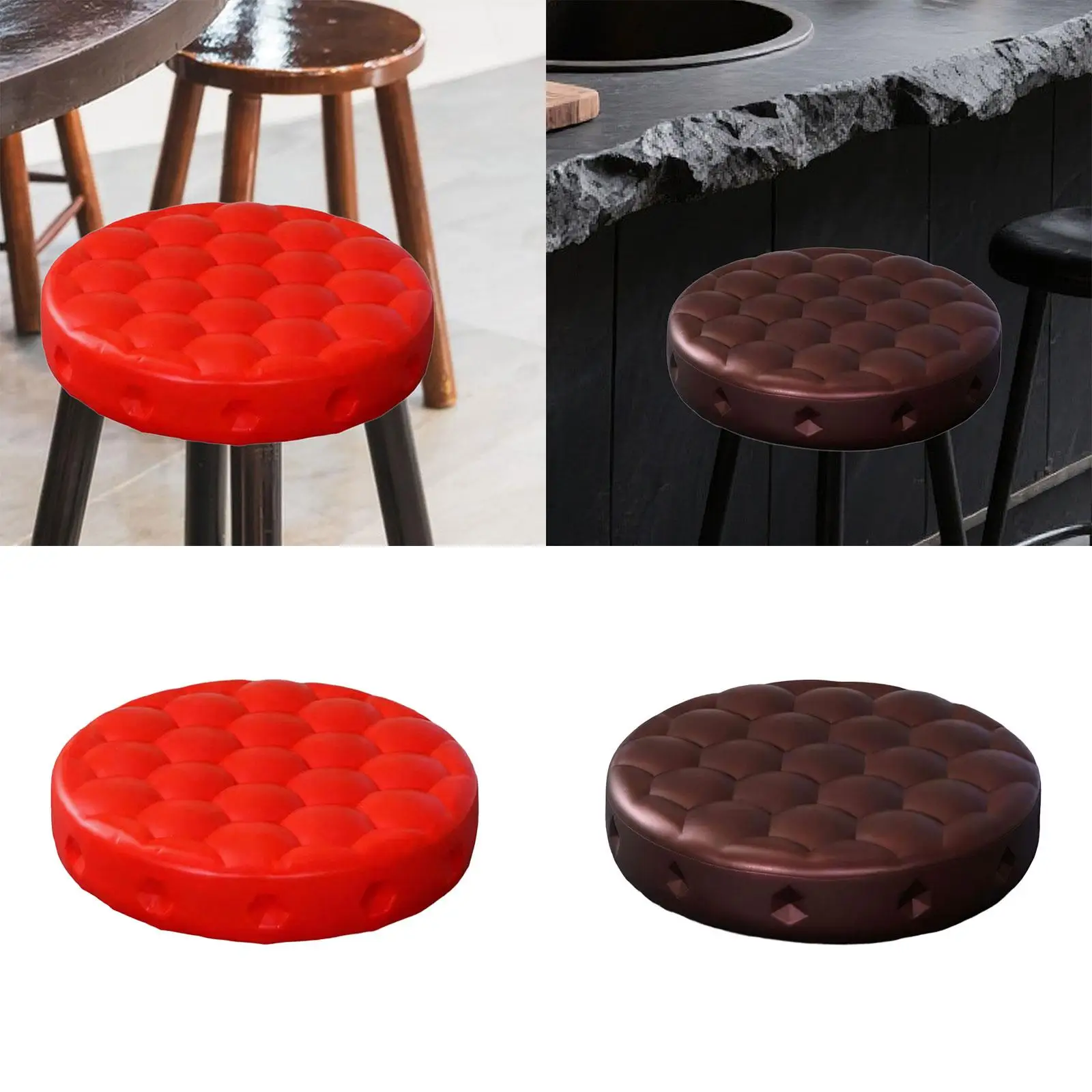 เบาะรองนั่งเก้าอี้บาร์แบบหนาพิเศษ ทำจากหนัง PU ทรงกลม สำหรับห้องครัว ห้องรับประทานอาหาร และงานเลี้ยง