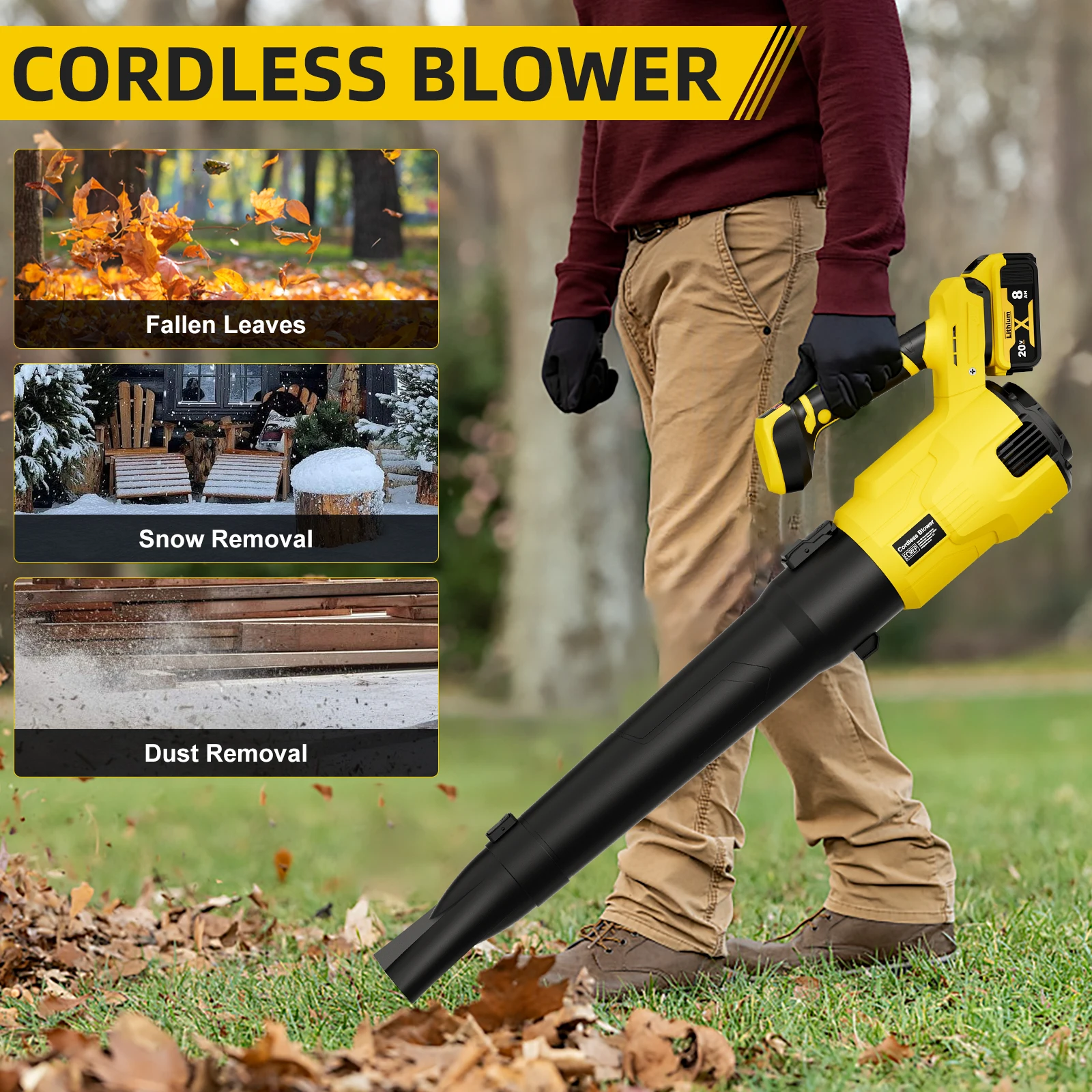 منفاخ أوراق الشجر اللاسلكي لبطارية ديوالت 18 فولت 3 سرعات منفاخ مدفع محمول قوي للغاية لأداة تنظيف أوراق الغبار والثلج