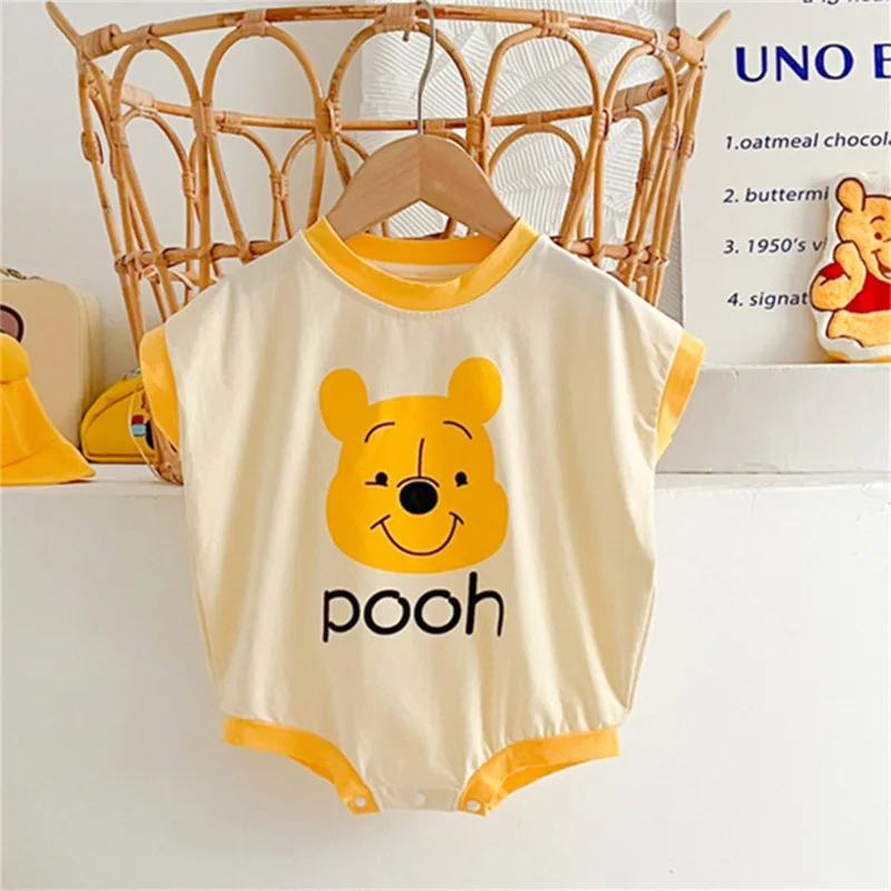 Disney Cartoon Pooh pagliaccetti Cartoon Triangle Dress Summer Soft Cotton Photo Suit abbigliamento per bambini tute vestiti appena nati K2461-2