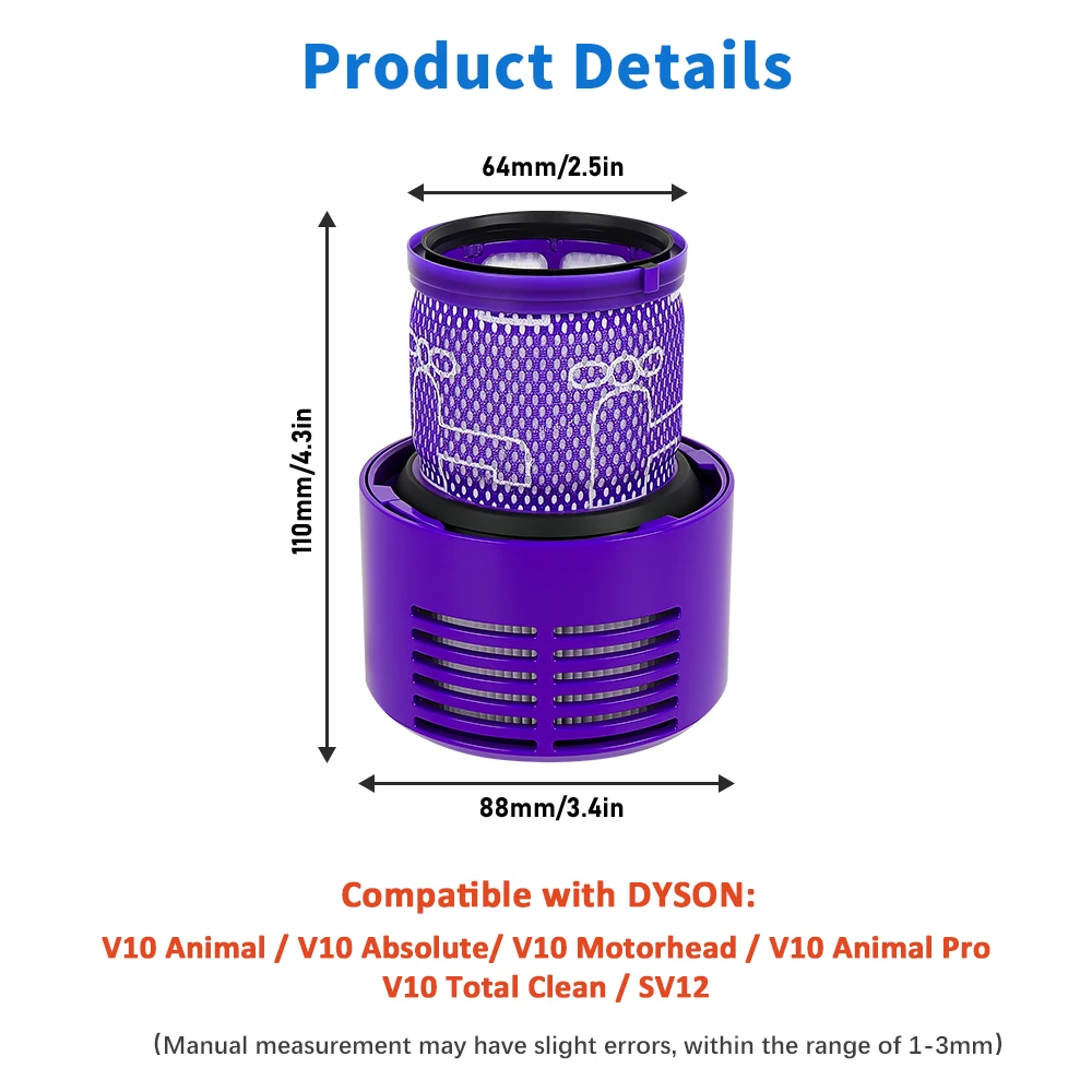 HEPA Filter Spare Parts For Dyson V10 SV12 Cordless Vacuum Cleaner Washable Post Filter Home Cleaning Accessories Replacement