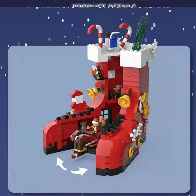 779PCS Weihnachten Schuhe Design Santa Haus Modell Ziegel Kreative Montage Weihnachten Spielzeug Kinder Geschenke Dekoration Bausteine