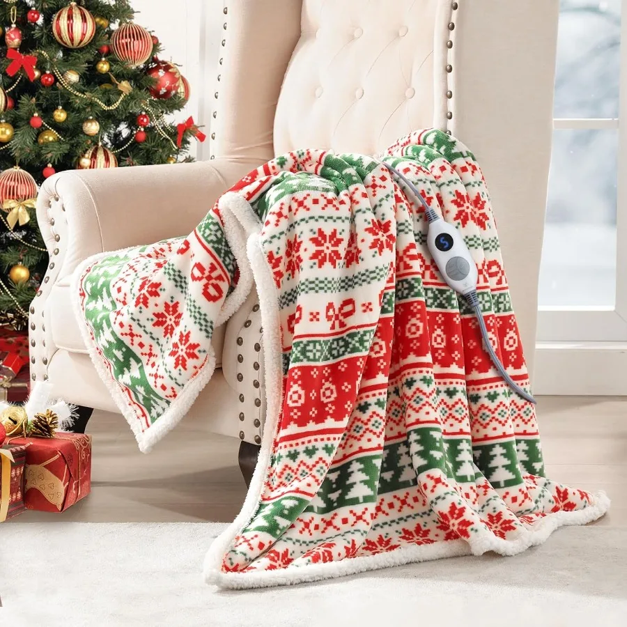 

Одеяло с подогревом, супермягкая фланель для шерпа, электрическое одеяло с 6 уровнями нагрева и 2–10 часами автоматического выключения, быстрый нагрев и