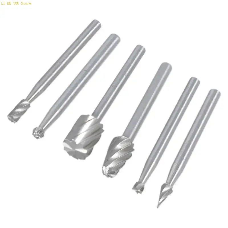 W3JE 6pcs HSS Routing Router Grinding Bits Burr For Rotary Tool for Mini New