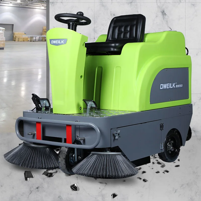 Commercial Mechanical Vacuum Electric Battery Type Street Washer And Sweeper Floor Scraper Road Dust Sweeping Machine