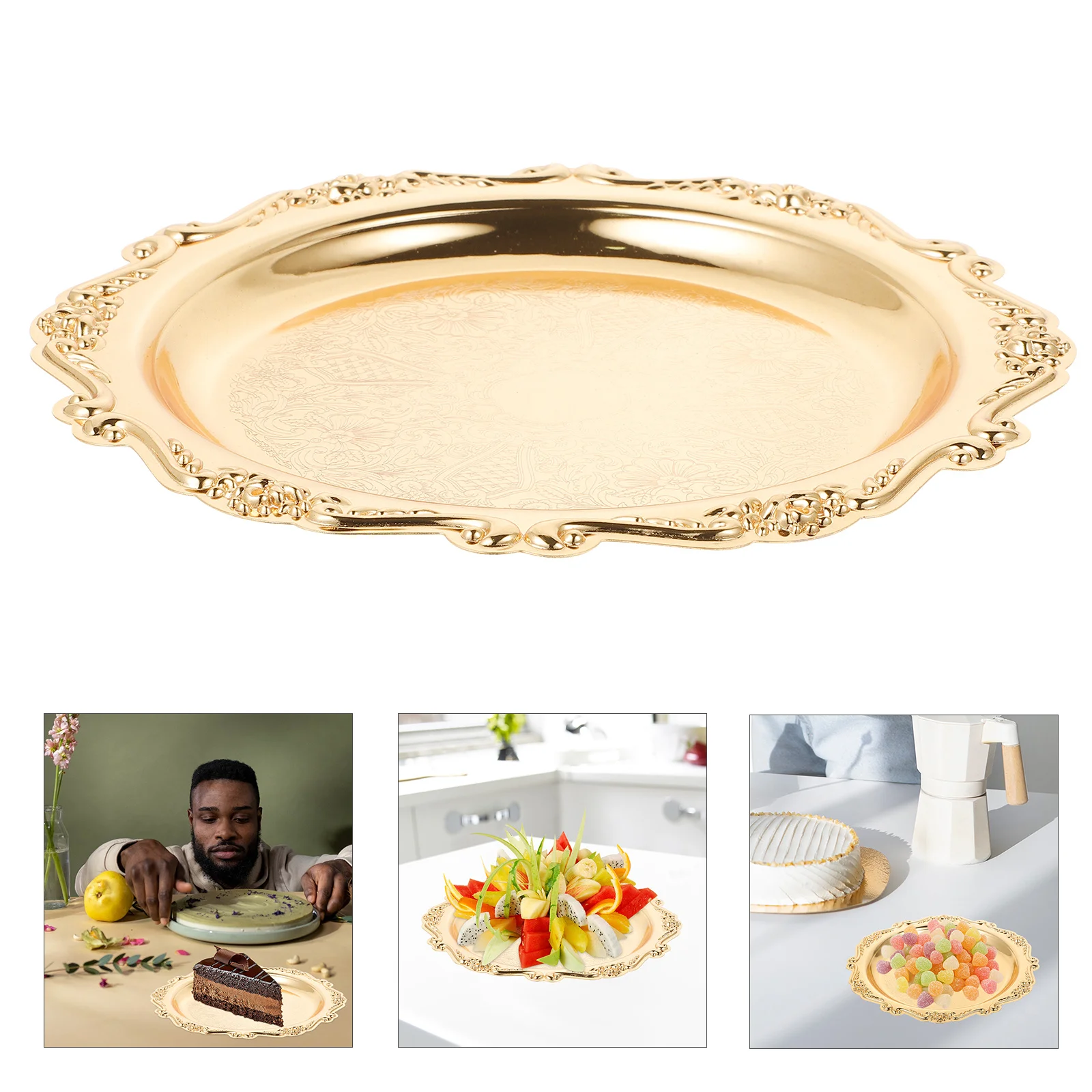 

Dessert Serving Dish Sturdy Iron Tray for Cookies Candy Cupcakes Appetizers Jewelry Display Decor Snack Plate Party Table Decor