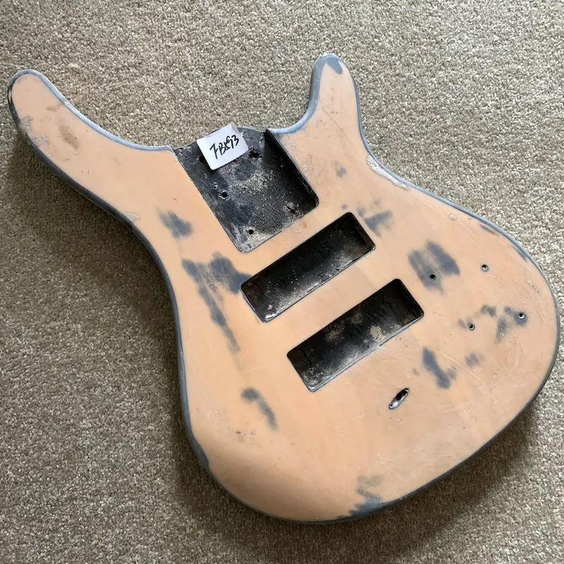 FB593 5 or 6 String Electric Bass Unfinished Bass Guitar Body in Solid Wood with Paint Problems and Wood Damages for DIY