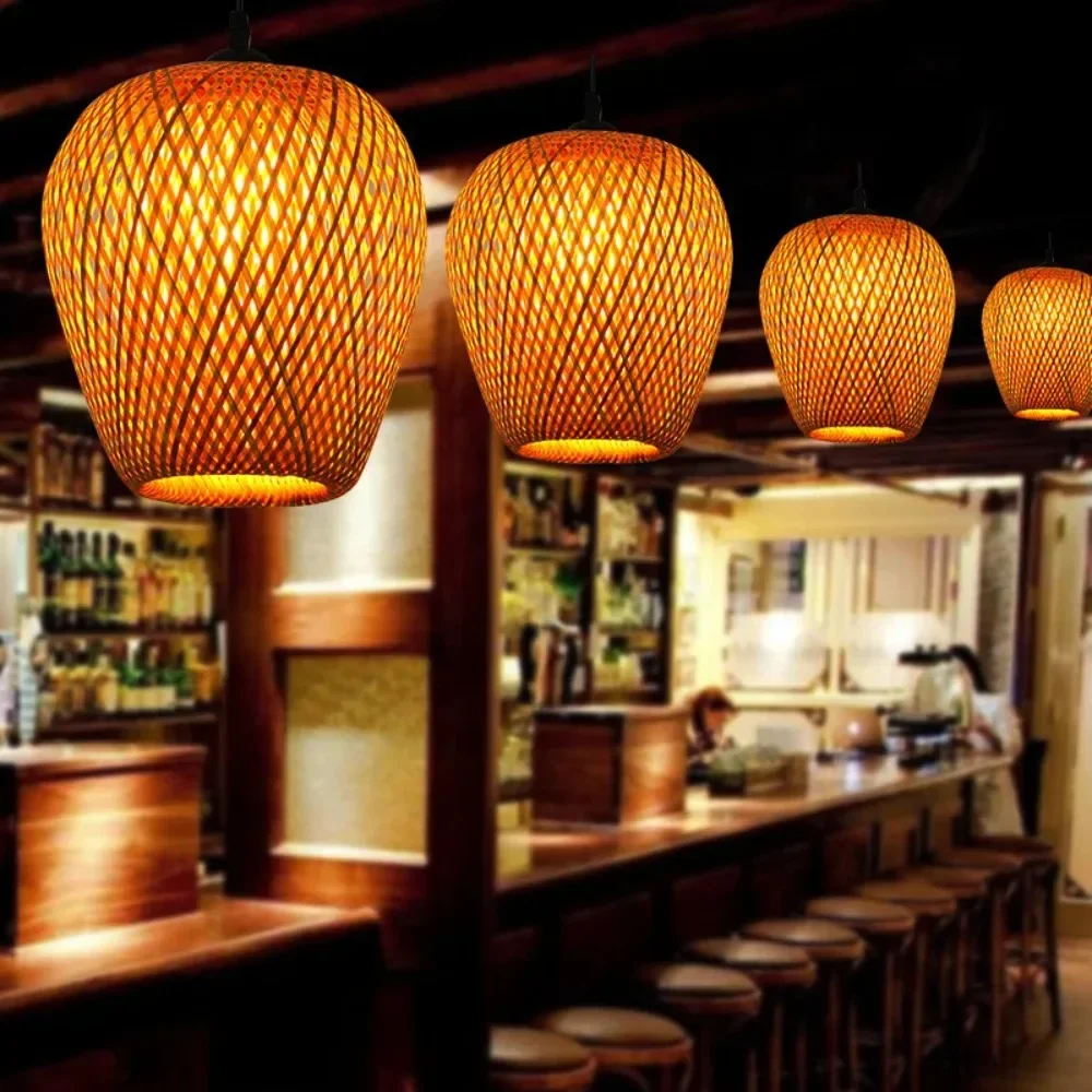 Living Room Hotel Restaurant Vietnam Bamboo Lamps Handmade Rattan Lamp Shade Ceiling Chandelier Hanging Light