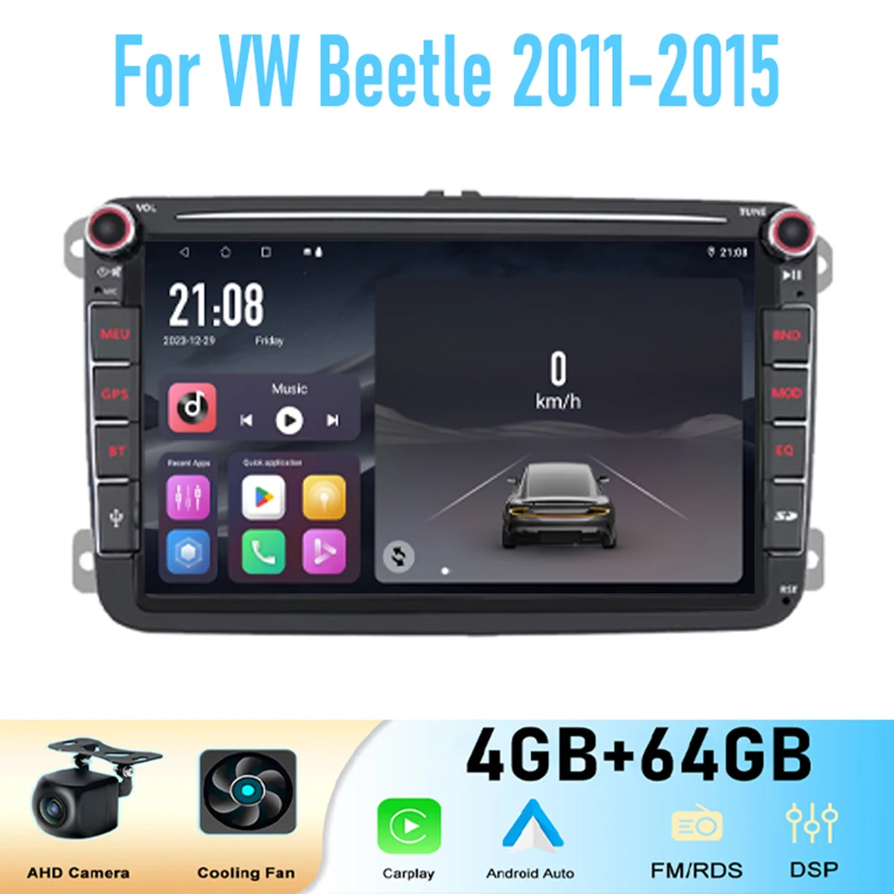 8" For VW Beetle 2011-2015 Car Stereo Radio  Carplay Android Auto Head Unit WIFI BT GPS Navi Reversing Image Multimedia Player