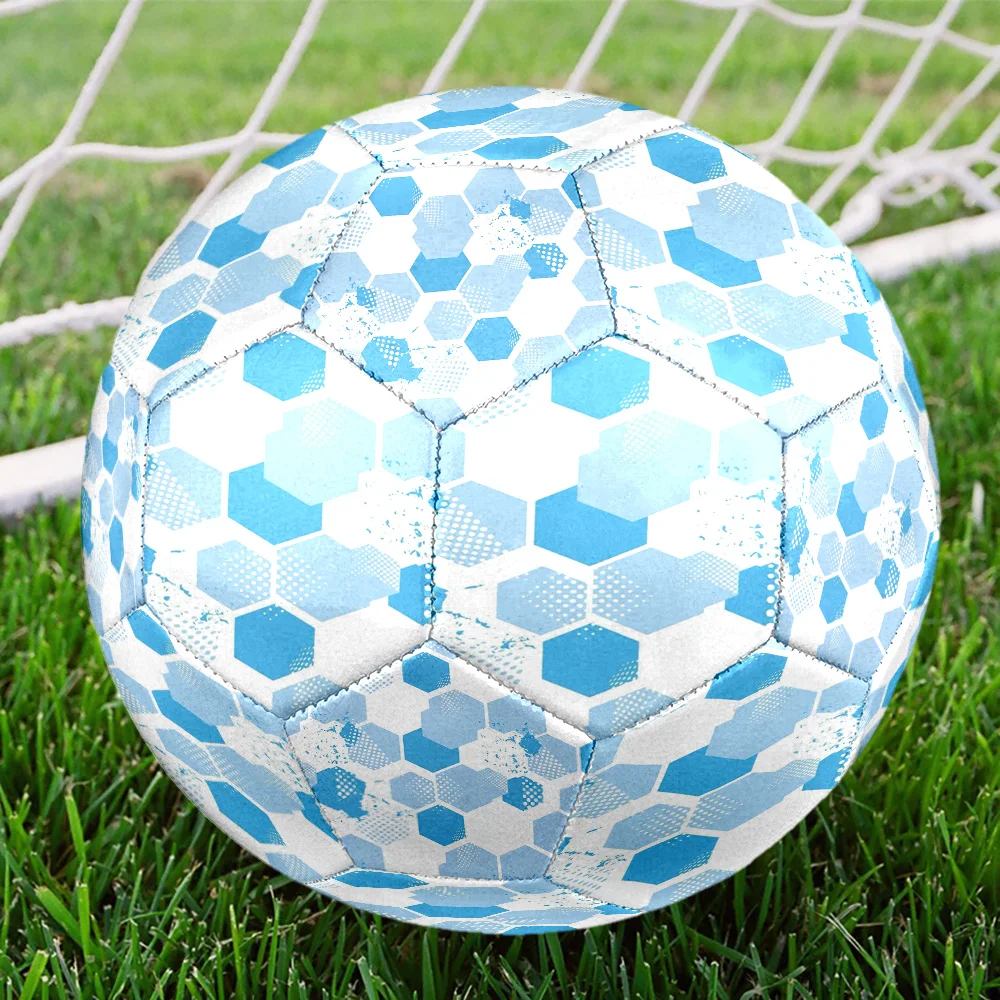 Blue Grid Soccer Ball Machine-Stitched Indoor/Outdoor Universal Football Ideal for Soccer Enthusiasts Birthday Gift