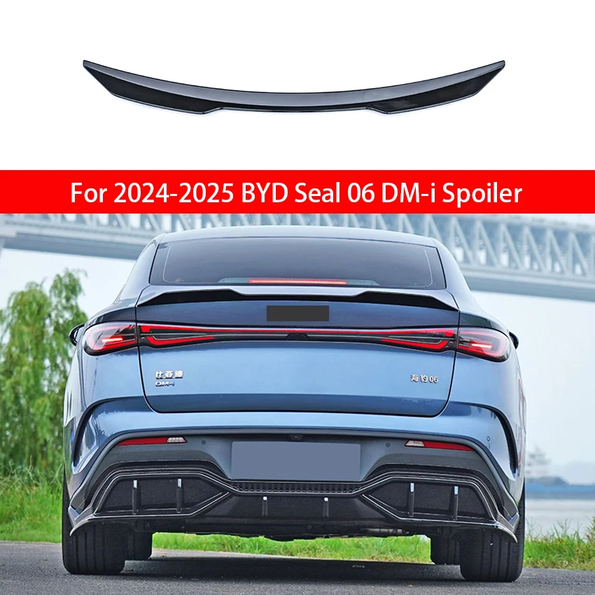 

Для 2024-2025 BYD Seal 06 DM-i ABS пластик черный карбоновый вид задняя крыша багажник спойлер крылья тюнинговый комплект кузова аксессуары