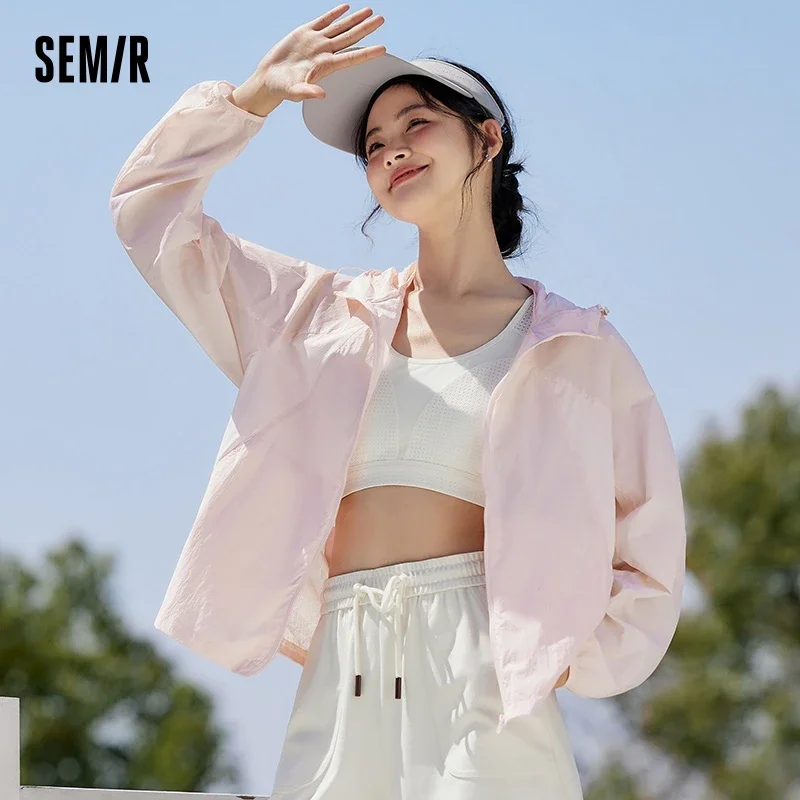 

Semir Jacket Women Splicing Mesh Hooded Jacket Loose 2024 Summer New Texture Cooling Sunscreen Clothes Hundred