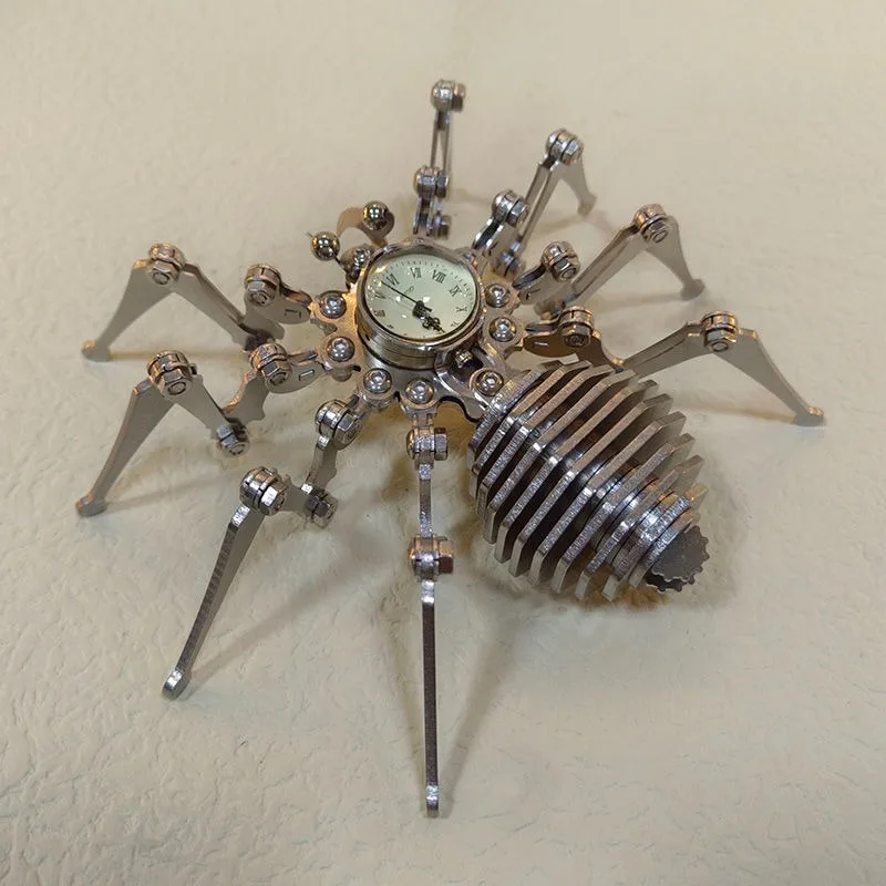 

Funny Gifts Stainless Steel Spider Design Clock DIY Figurines Insect Model Crafts Punk Ornaments Living Room Bedroom Ornaments