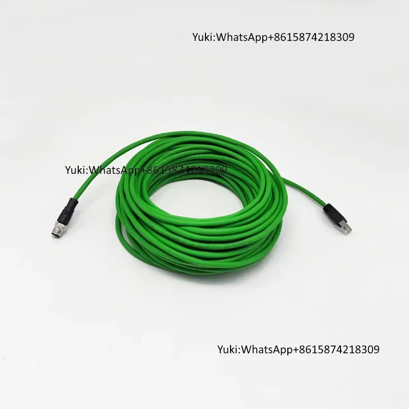 M12 to RJ45 Industrial Ethernet 20m Cable Straight 4 Pin Male D-code Flexible Sensor Cable for Industrial Cameras