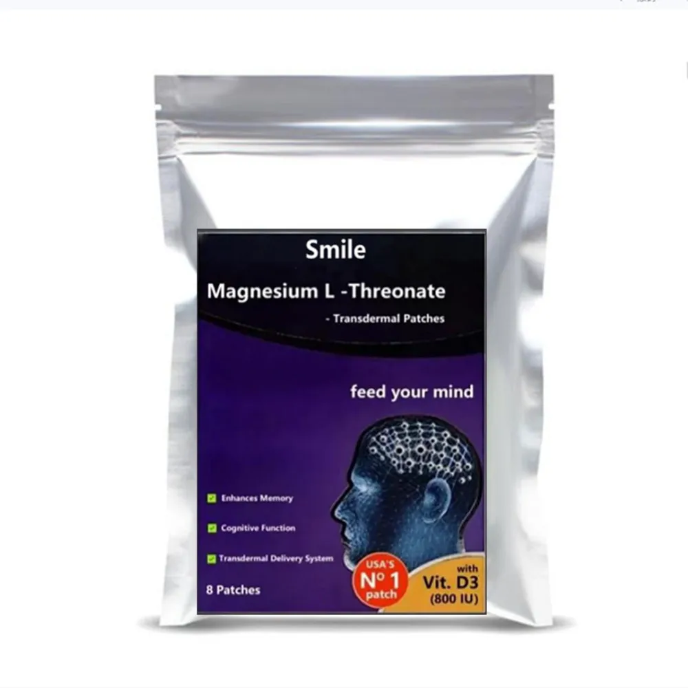 Transdermal Patch Magnesium L-Threonate with Vitamin D3 for Brain Health Memory Improvement Concentration Cognition Energy Boost