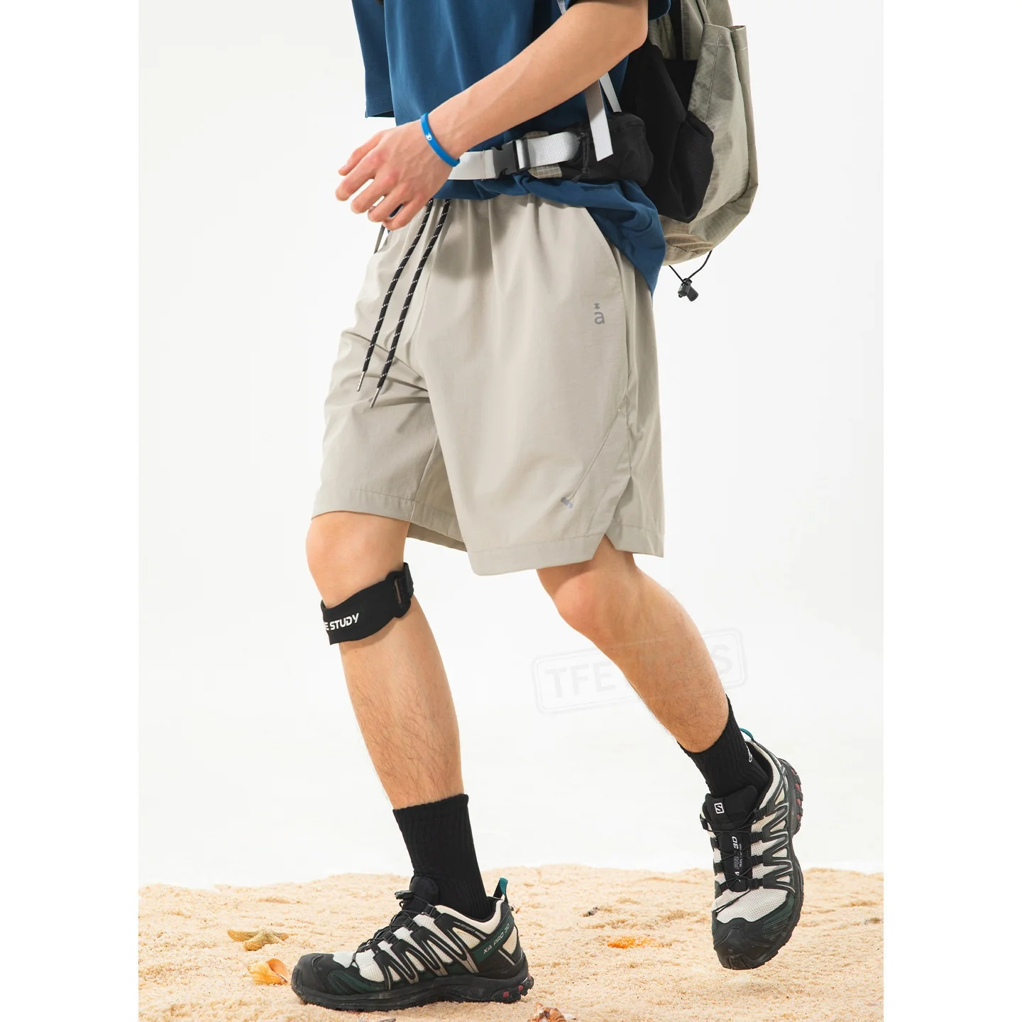 

TFETTERS 2026 Summer Outdoor Quick Dry Men's Shorts Water Repellent Split Hem Functional Drawstring Loose Casual 5 Inch Pants