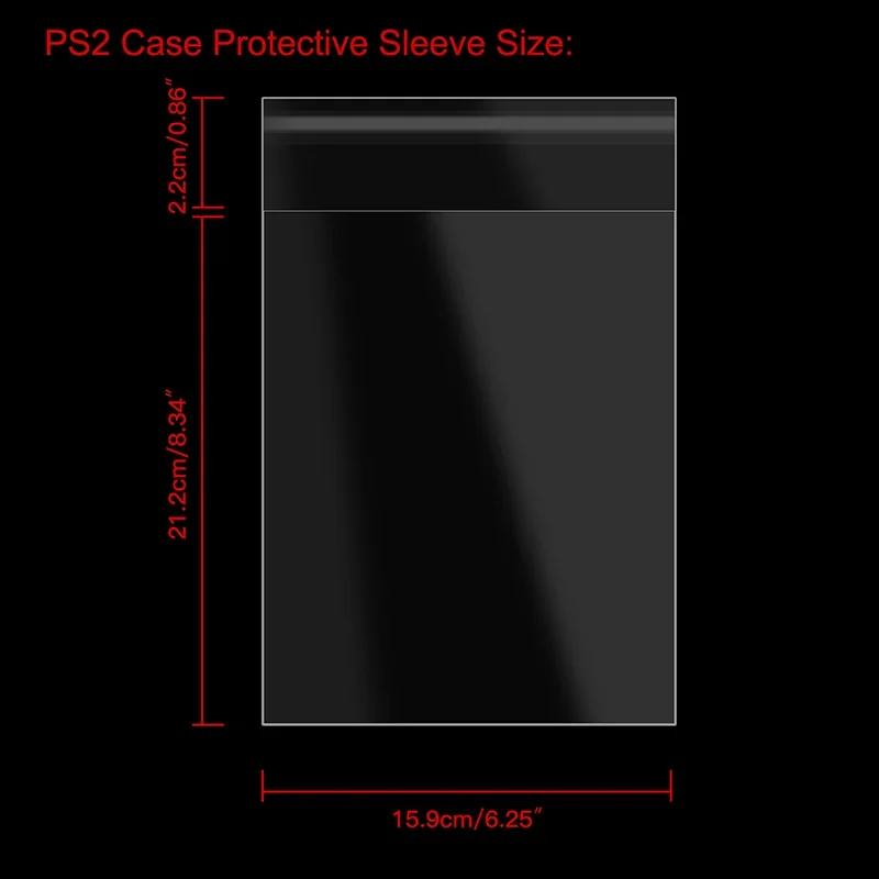 100pcs PS2 CD Game Case Resealable Sleeve OPP Plastic Bags Instruction Booklet Sleeves for Sony PS2 PS3 PS4 PS5 Manual Ps skin