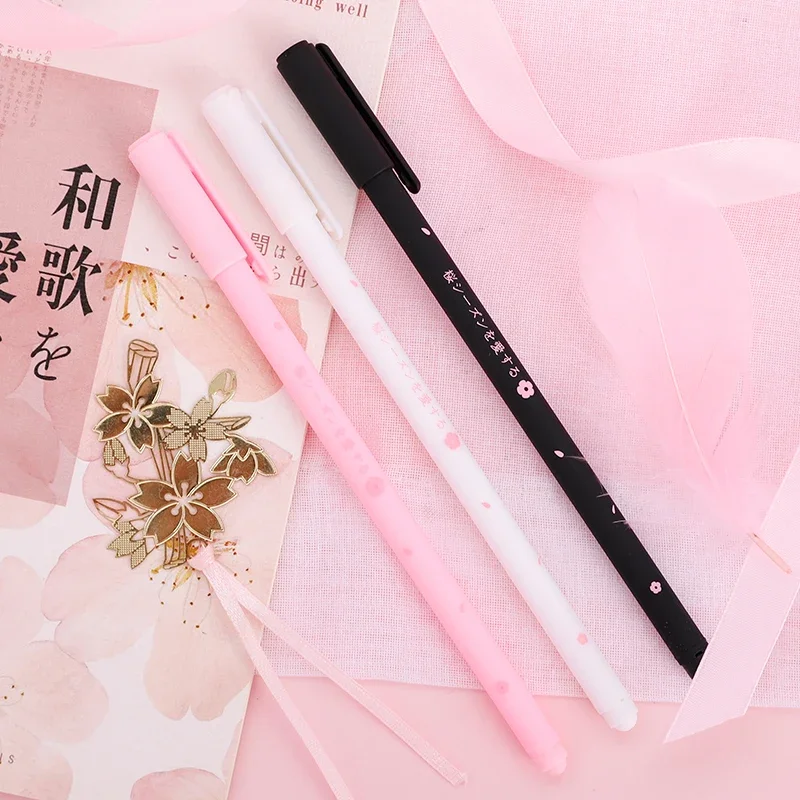 

12 шт./лот Kawaii школьные принадлежности красивая вишневая ручка гелевая ручка корейские милые ручки маленькие свежие черные иглы 0,38 мм гелевые ручки