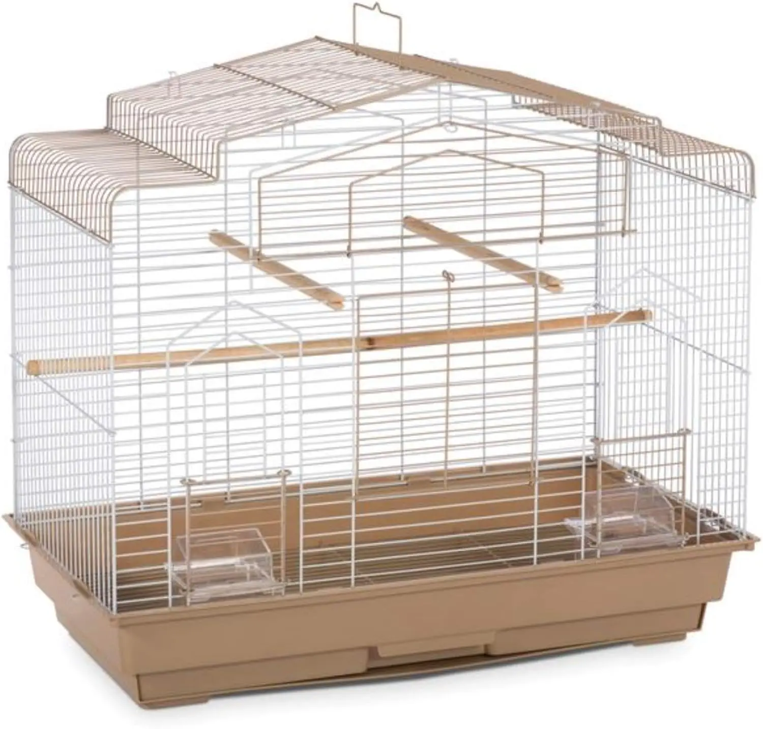 

Barn Style Bird Cage Brown White Large Aviary for Parrots Cockatiels