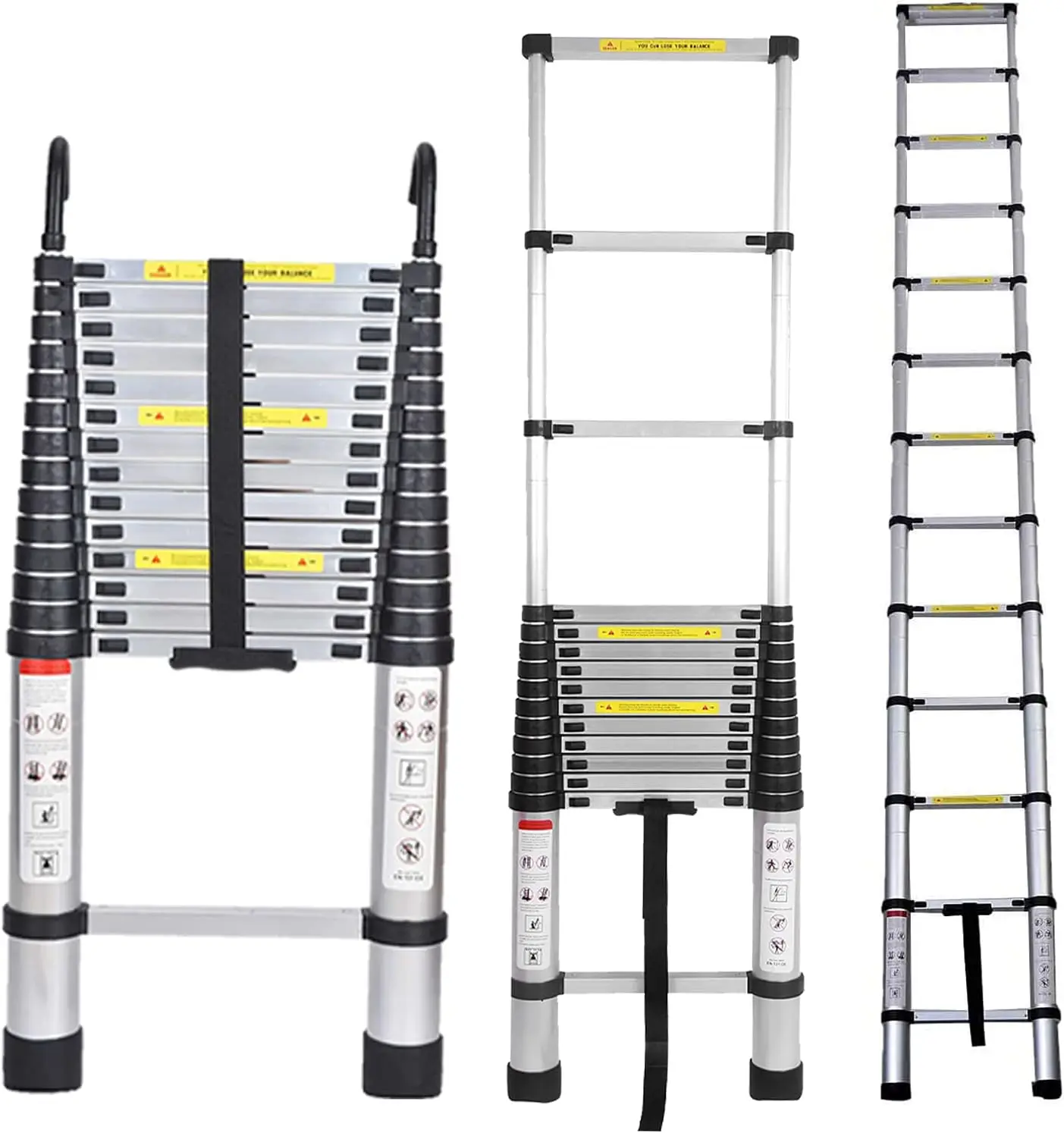 

Telescoping Ladder 14.5ft Aluminum Telescopic Extension Ladder Extendable Ladders with 2 Detachable Hooks Portable