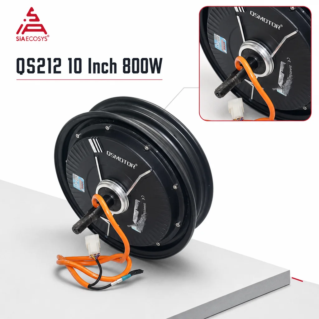 QSMOTOR QS212 10 Inch 800W 60V 30H In-Wheel Hub Motor for Electric Scooter Motorcycle Brushless Wheel Drive Replacement