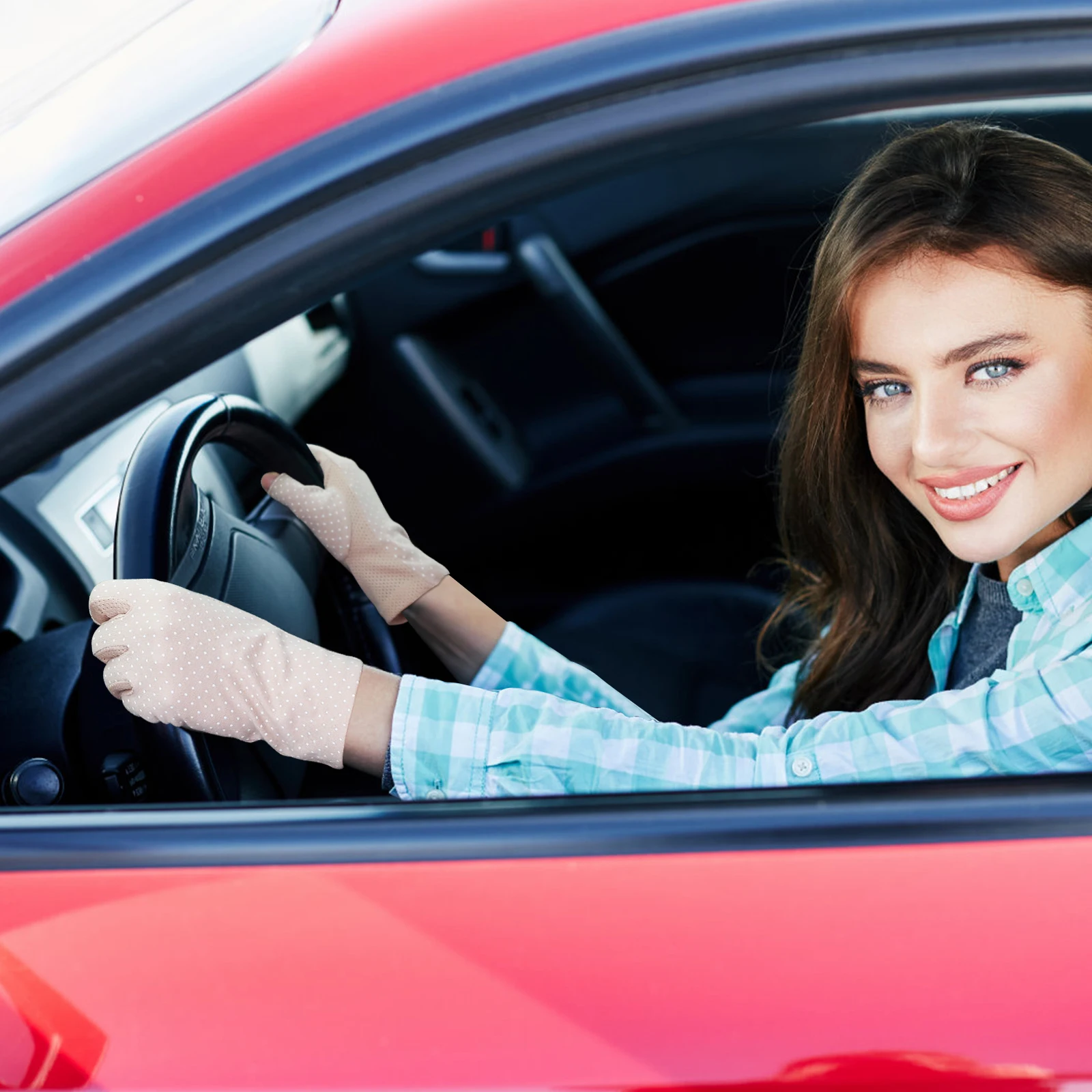 

1 Pair Uv Protection Gloves For Women Sunblock Half Finger Driving Cycling Outdoor Fishing Non-Slip Breathable Mitten Gloves