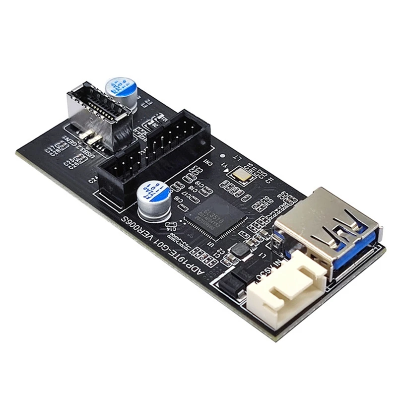 USB3.2 Front GEN1 19PIN To 19PIN+TYPE-E(A-KEY) Adapter Expansion Card With SATA15PIN To 4PIN Cable