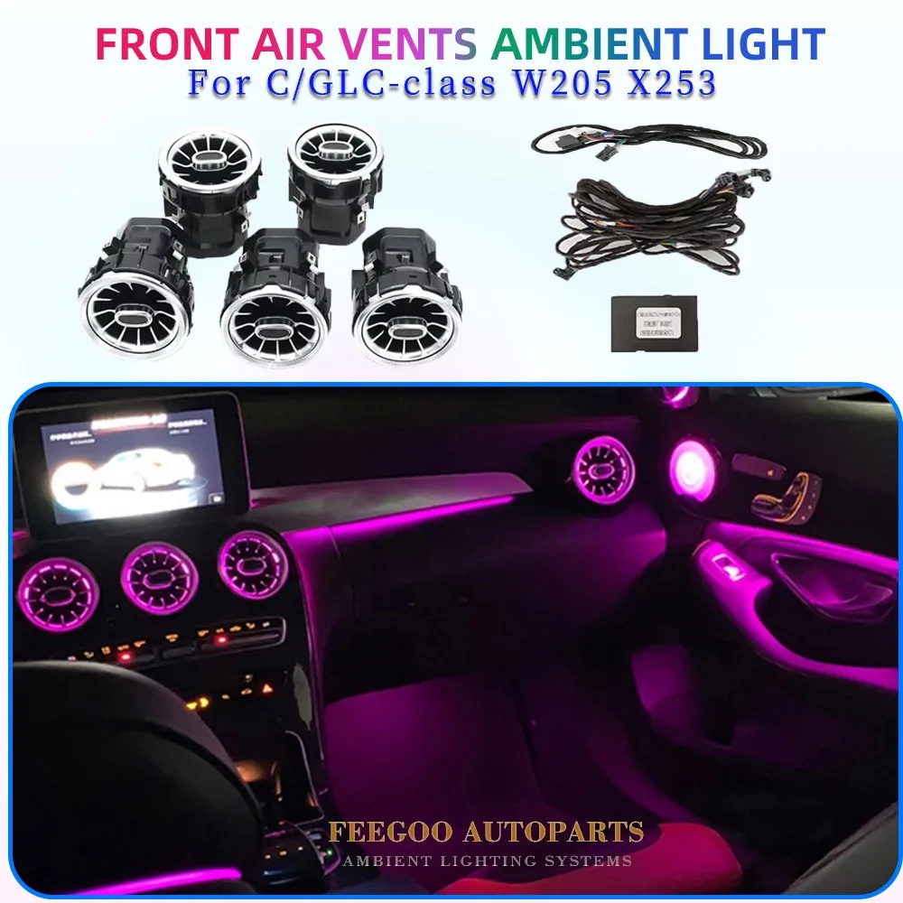 Hot Sale For Mercedes-Benz W205 X253Car Interior Turbine Front Air Vent Atmosphere Light LED Decorative W205 X253 Ambient Light