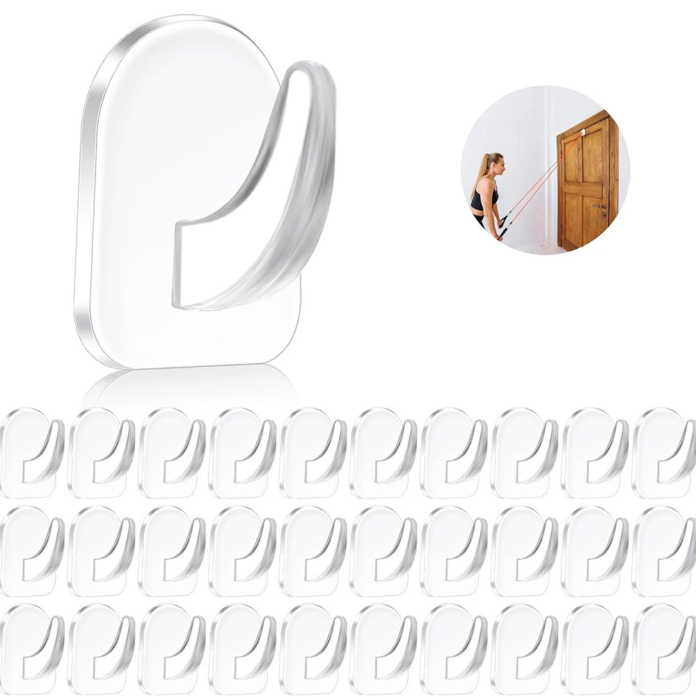 10/20/30PCS acrylic adhesive transparent hook, strong plastic adhesive hook, bathroom non punching universal horn hook