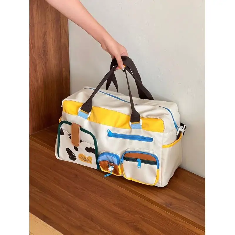 Women's Backpack Travel Bag Casual Sports Fitness Nylon Short Trip Large Capacity Unique Hand Carry Vibrant Storage Design