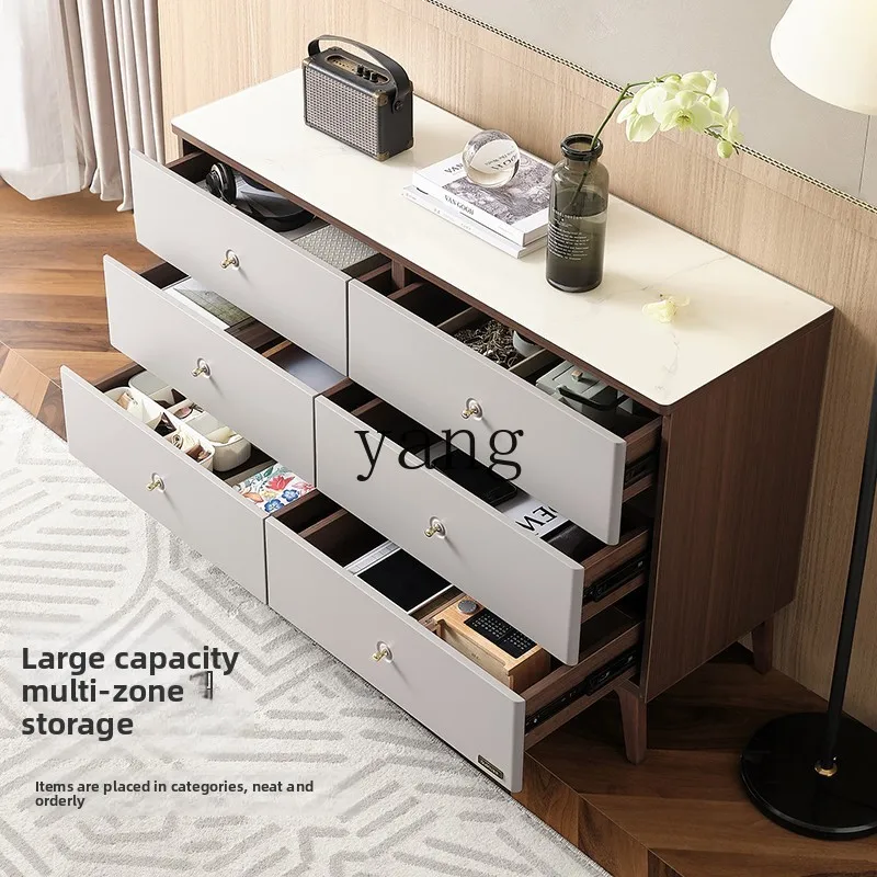 LMM new Chinese glass six-chest cabinet bedroom bedside storage drawer cabinet