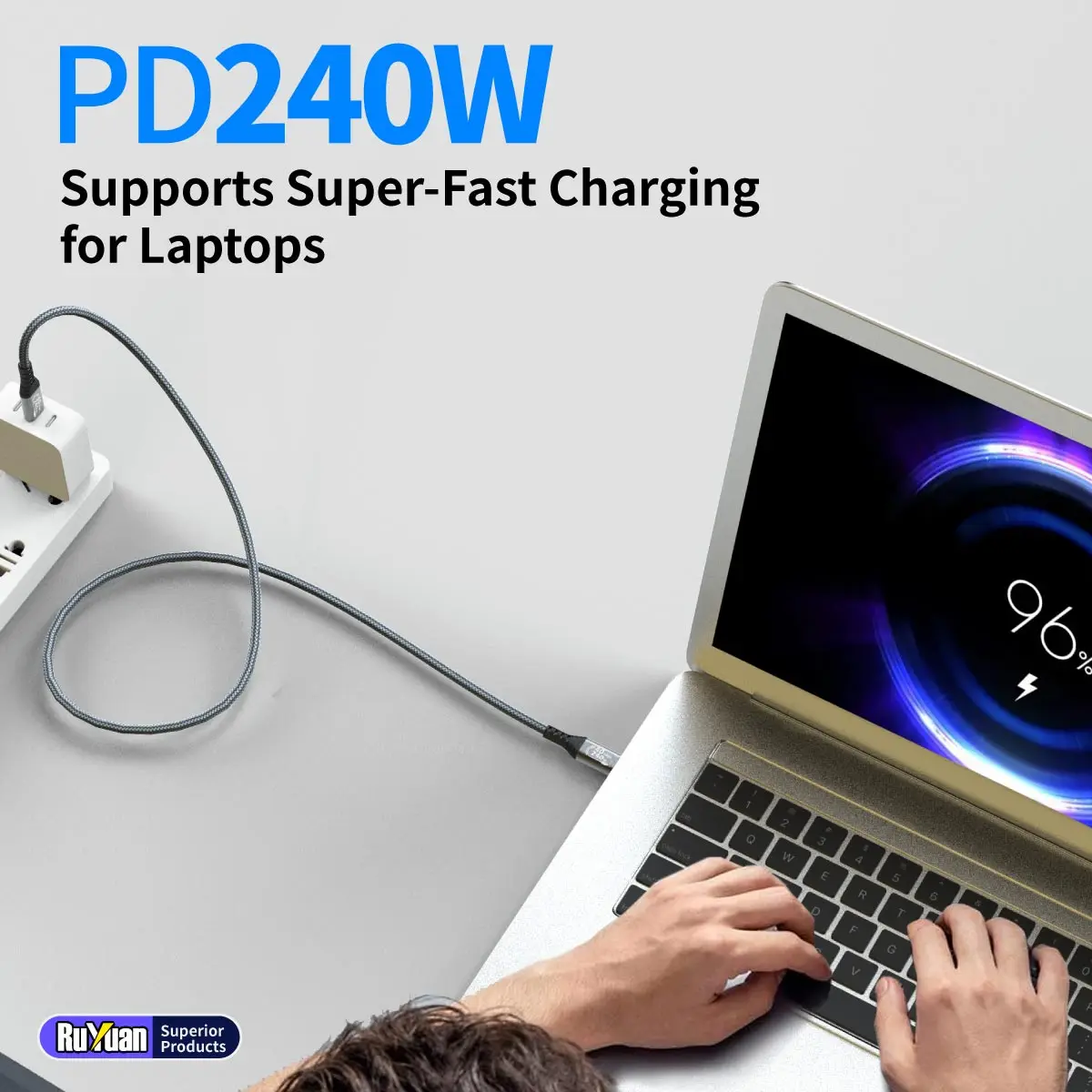 كابل USB4 240 وات USB C إلى C، 40 جيجابت في الثانية Thunderbolt 4 & 8K@60 هرتز لأجهزة MacBook Pro، iPad Pro، iPhone 15/16/17، SSD، Dell/HP للكمبيوتر المحمول