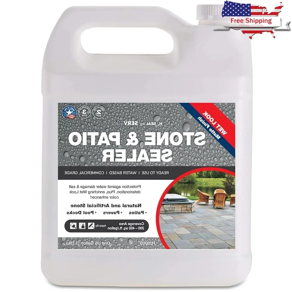 

Natural Stone Sealer Waterproof Outdoor Indoor Matte Finish Grout Sealer Penetrating Protection Pavers Patios Pools 1 Gallon