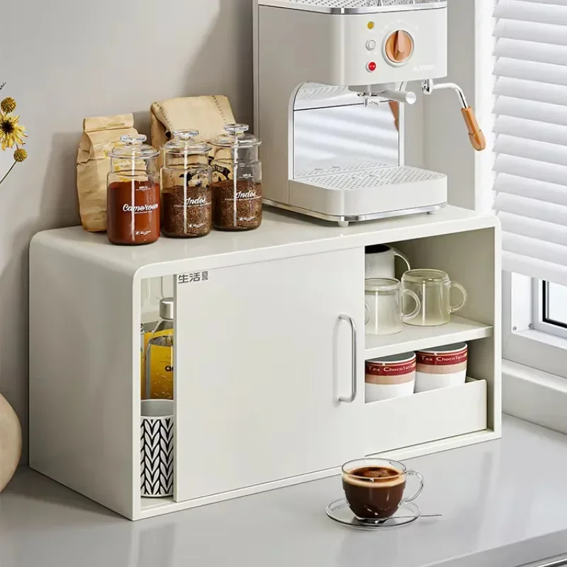 Kitchen Countertop Storage Shelf Multi-Functional Spice Oil Salt Sauce and Vinegar Storage Dustproof Water Cup Tea Set Organizer