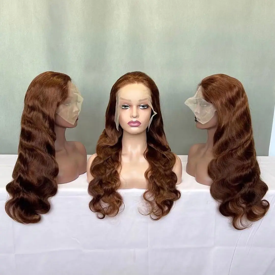 28 30 Inch Chocolate Brown 13x4 Lace Front Wig Brazilian Pre Plucked HD Transparent Lace Frontal Wigs Dark Brown Body Wave Wigs