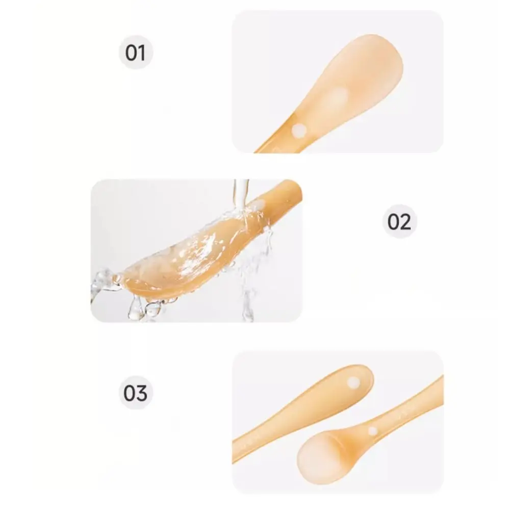 2pcs New Portable feeding Spoon Safety Silicone Soft Feeding Water Teething Spoon with Cover Dustproof Tableware for