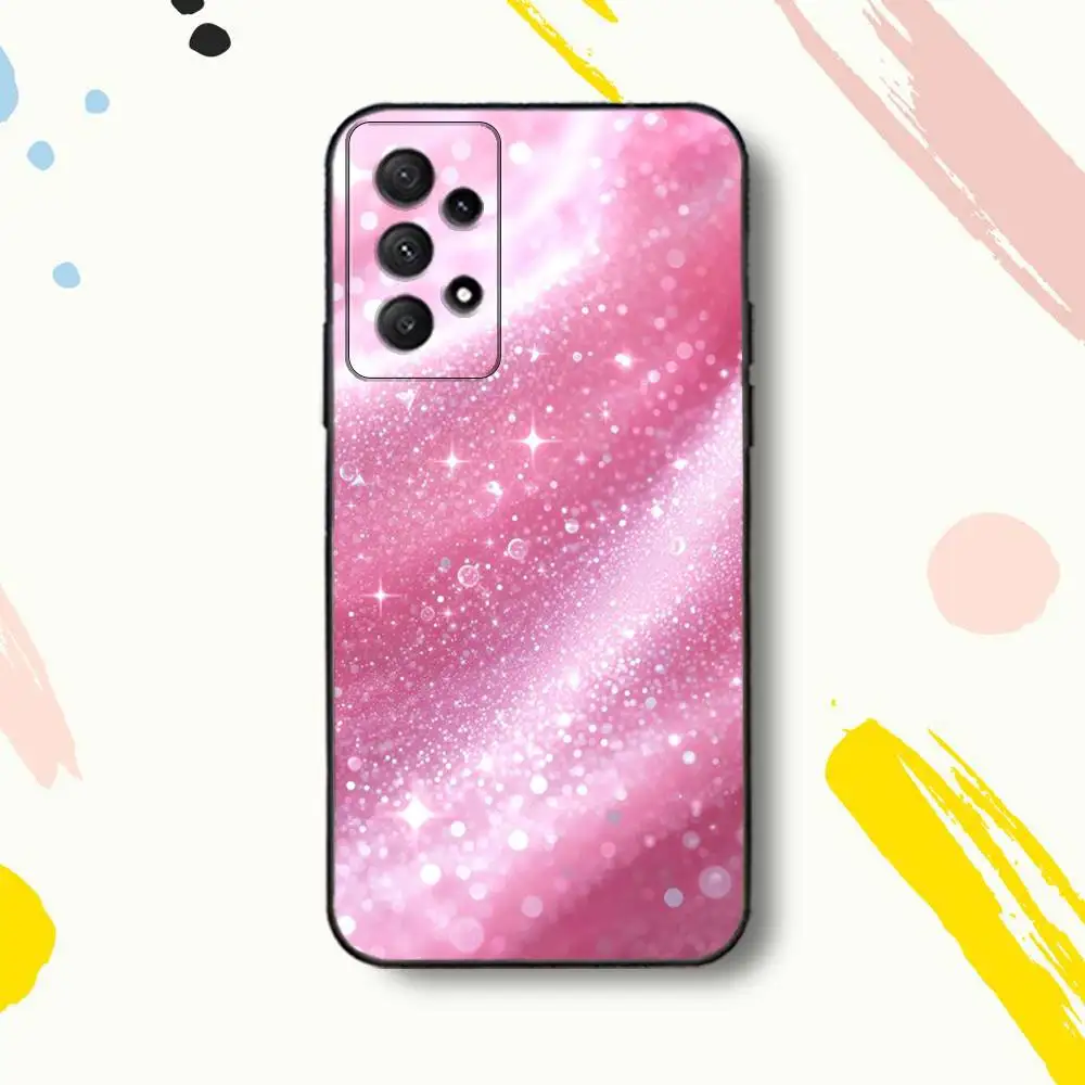 Casing Ponsel P-print Pink G-glitters untuk Samsung Galaxy A 80,72,73,91,53,22,51,52,5G,Plus,J,Note Sampul Hitam Lembut