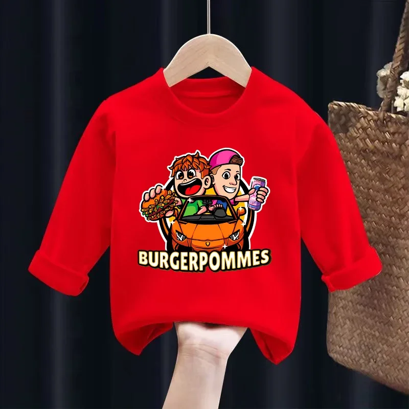 Burgerpommes Icrimax Kinder T-shirt Junge Nette Anime Gedruckt Sweatshirt Frühling Herbst Casual Trendy Langarm Top Kleidung Geschenk