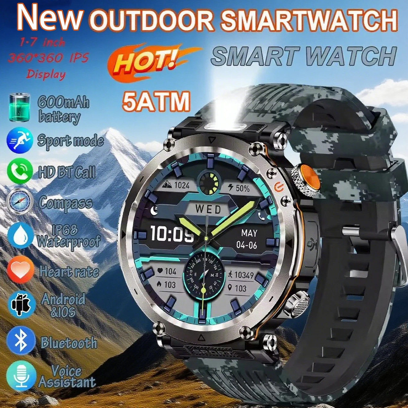 

T-Rex 3 Ultra Original 10ATM Водонепроницаемые GPS Смарт-часы Мужские Прочный Компас Военный 100+ Спортивный Режим Смарт-Браслет 2025 Новый