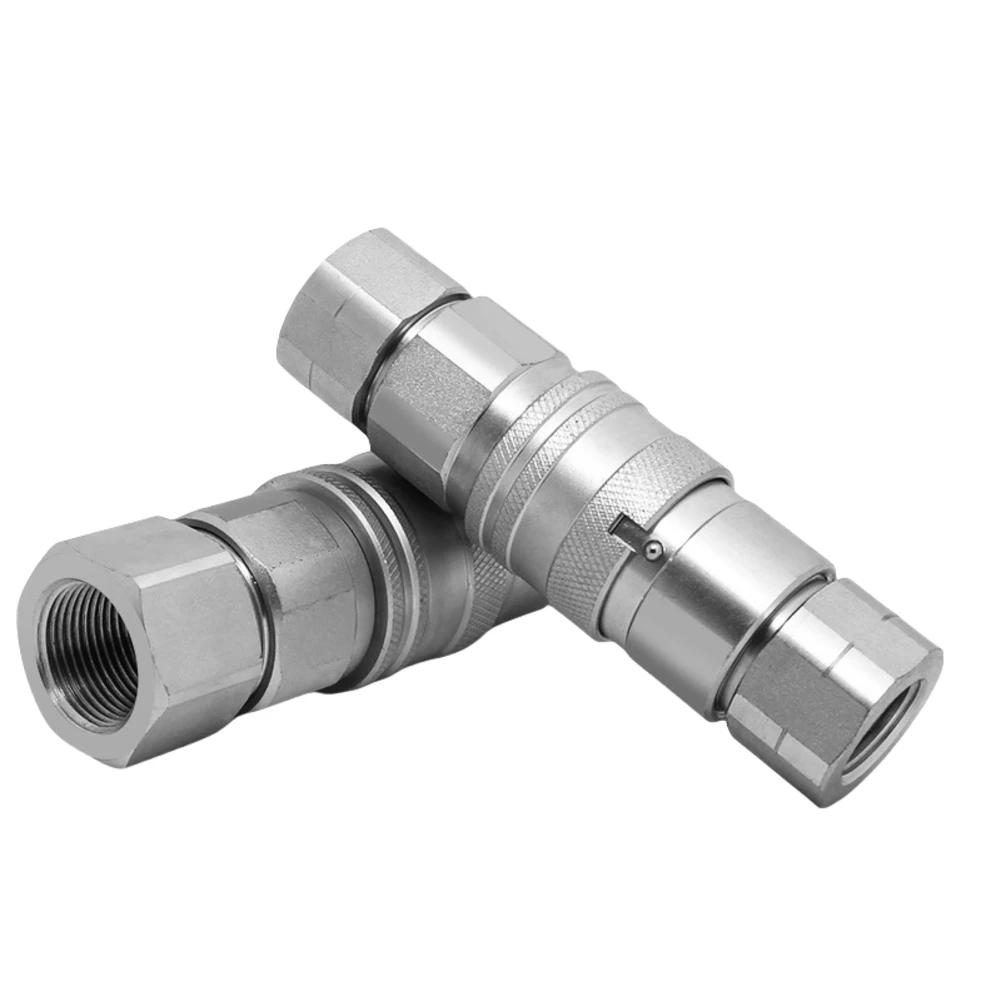 2Set NPT Flat Face Hydraulic Quick Connect Couplers/Couplings With Dust Cap 1/4 3/8 1/2 NPT Thread For Skid Steer Models