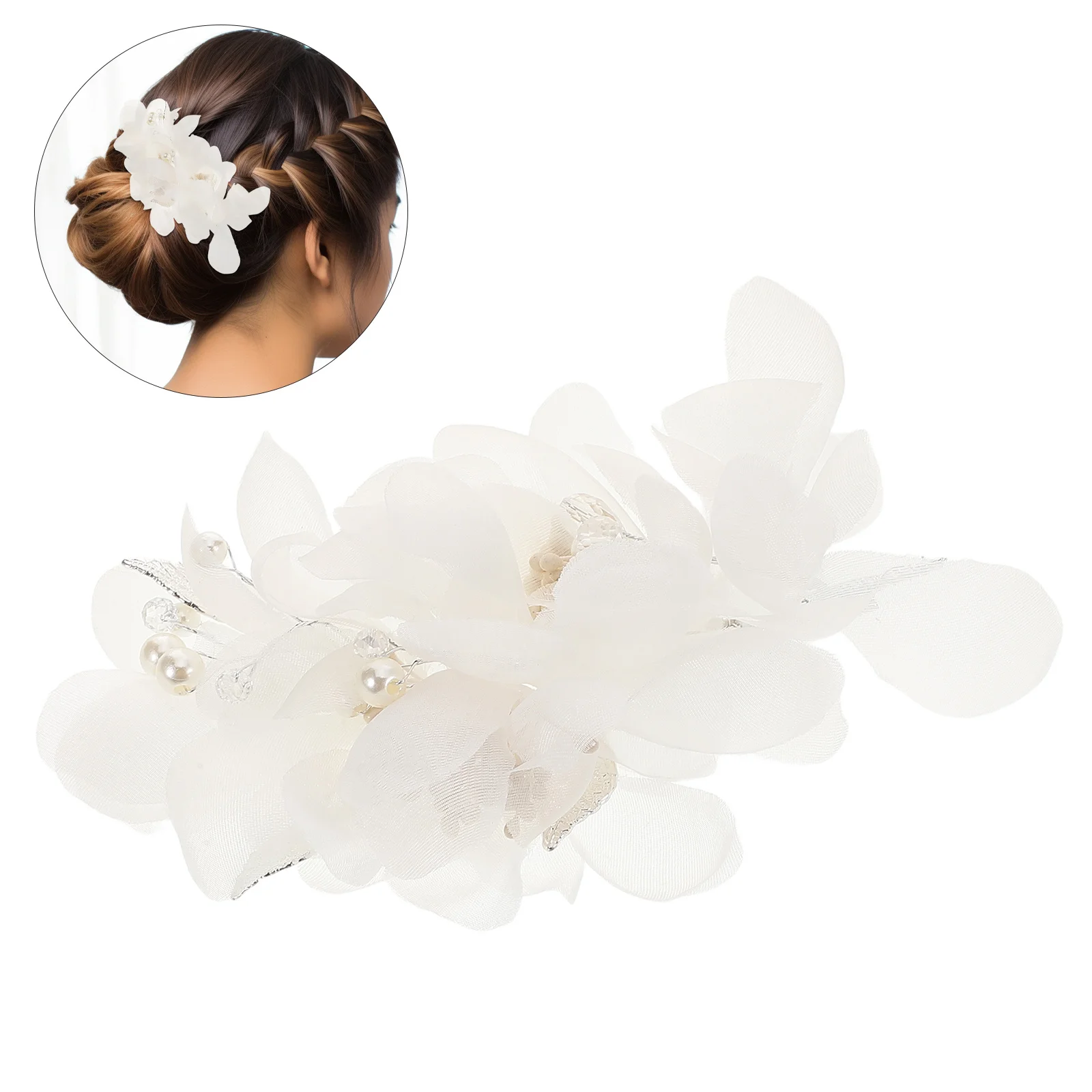 اليدوية الزفاف دبوس الشعر تول زهرة الزفاف خوذة للعروس إكسسوارات الشعر الأنيقة رومانسية أوبدو ديكور مصلى غطاء الرأس #1