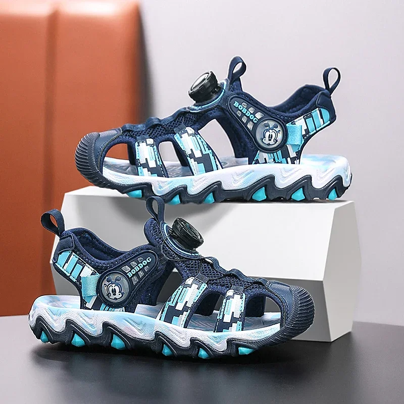 

Летние детские сандалии с закрытым носком, противоскользящая мягкая подошва, спортивные сандалии для мальчиков и девочек, детская пляжная обувь для отдыха с защитой от столкновений