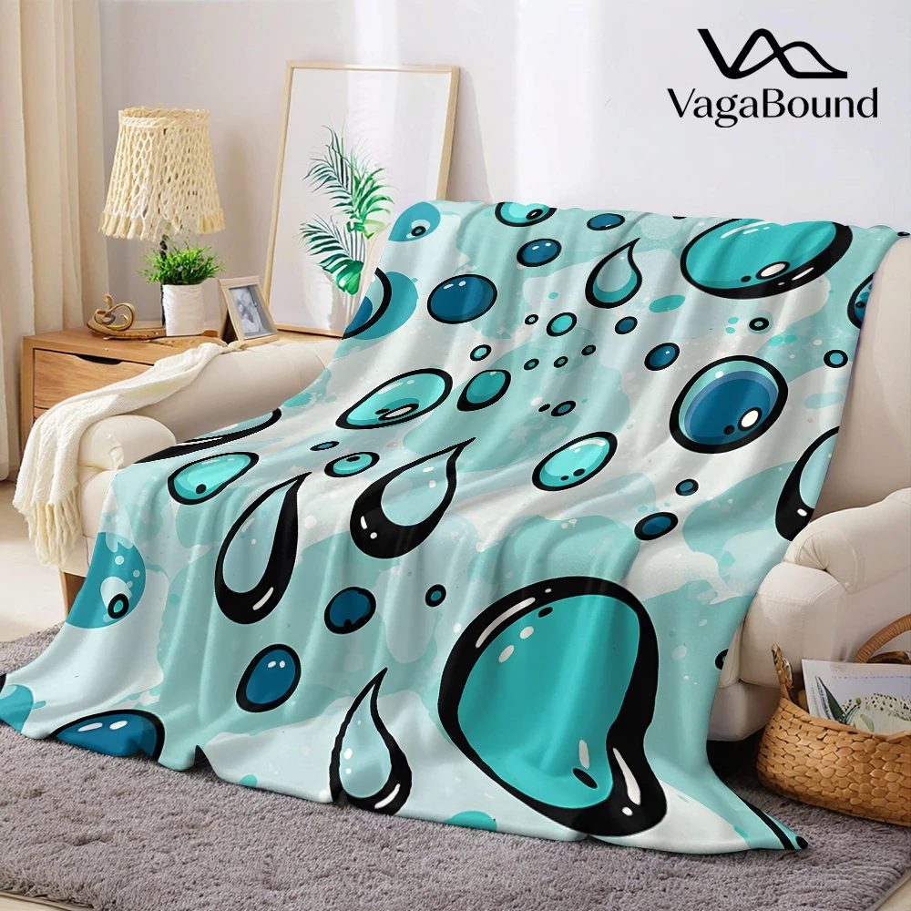 Blue Water Drops Bubbles Flannel Fleece Throw Blanket for Couch Sofa Lightweight Cozy Plush Blanket for Travel Office Nap