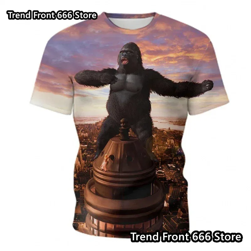 صعود كوكب القرود الاطفال والرجال كينغ كونغ قصيرة الأكمام تي شيرت Crewneck الأطفال ثلاثية الأبعاد مطبوعة تي شيرت الأولاد الملابس