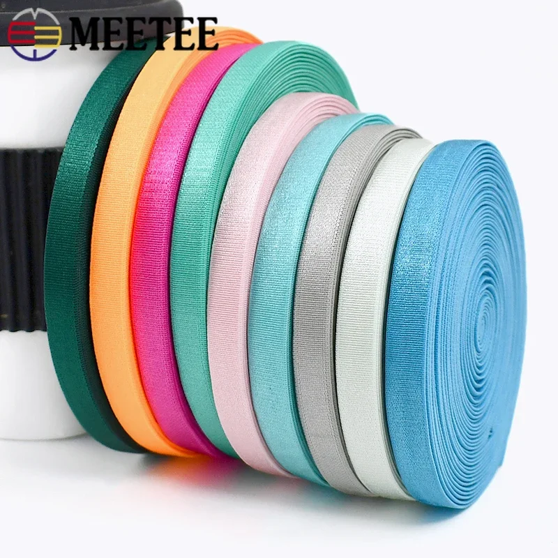 10/20/50M 10mm Nylon Elastic Band Underwear Shoulder Strap Bra Rubber Band Clothing Pants Stretch Ribbon DIY Sewing Accessories