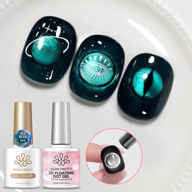 BORN PRETTY 1/2PCS 3D Floating Dot Gel Nail Polish for Cat Magnetic Nail Gel Beginner 10ml Clear Lustrous Painting Gel Manicure