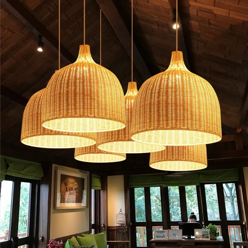 

26CM Southeast Asia pendant lamp Japanese style pendant lights E27 lights LED bulb lighting Wicker lights Rattan Pendant lamp