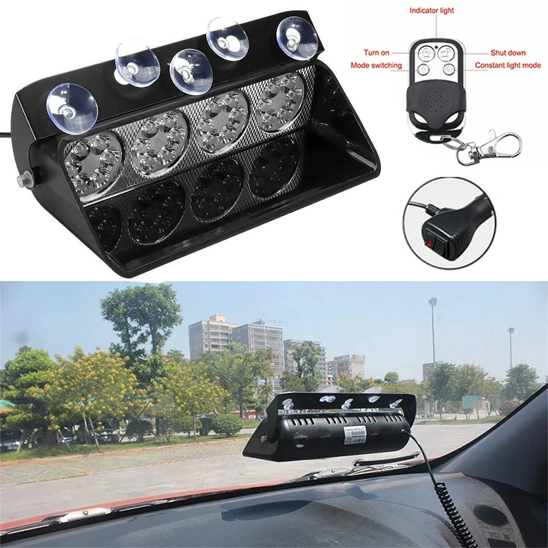 

1x LED Warning Lights Car Windshield Emergency 24LED Strobe Flasher Light Police flashing Fog Lamp safety signal lighting DC12V