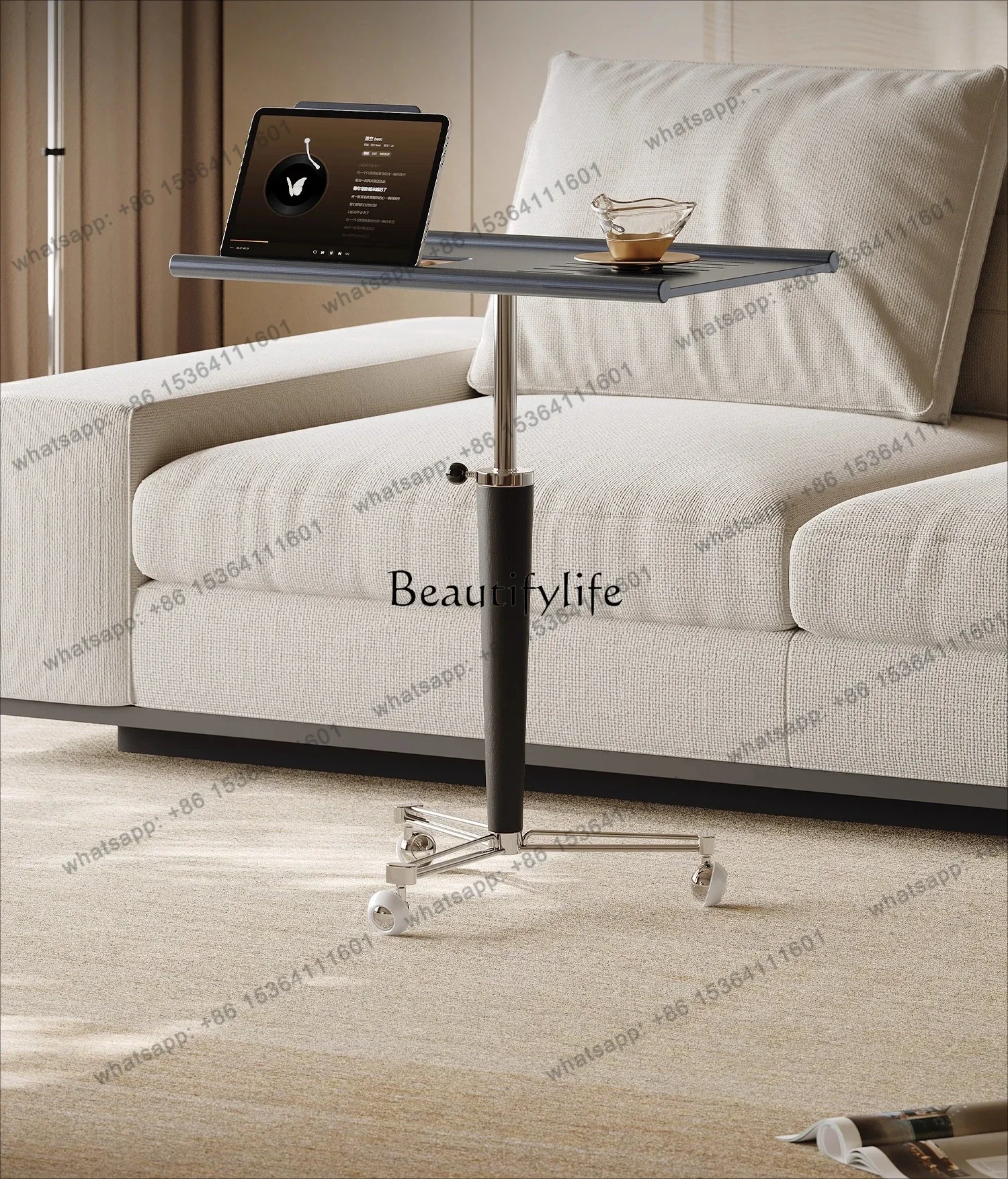 LD Italian Minimalist Adjustable Side Table Movable Stainless Steel High-End Creative Desk