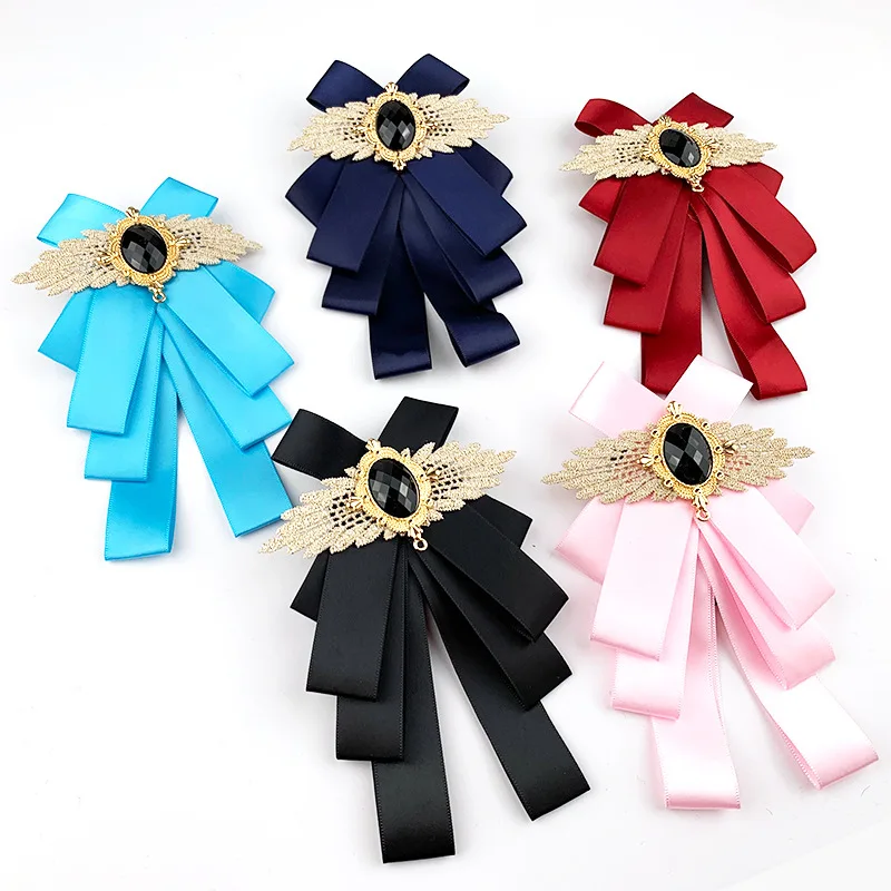 

11*13cm Fashion New Dinner Style Jewel Inlaid Satin Necktie British Multi Layered Bow Collar Polyester Bowties Accessories