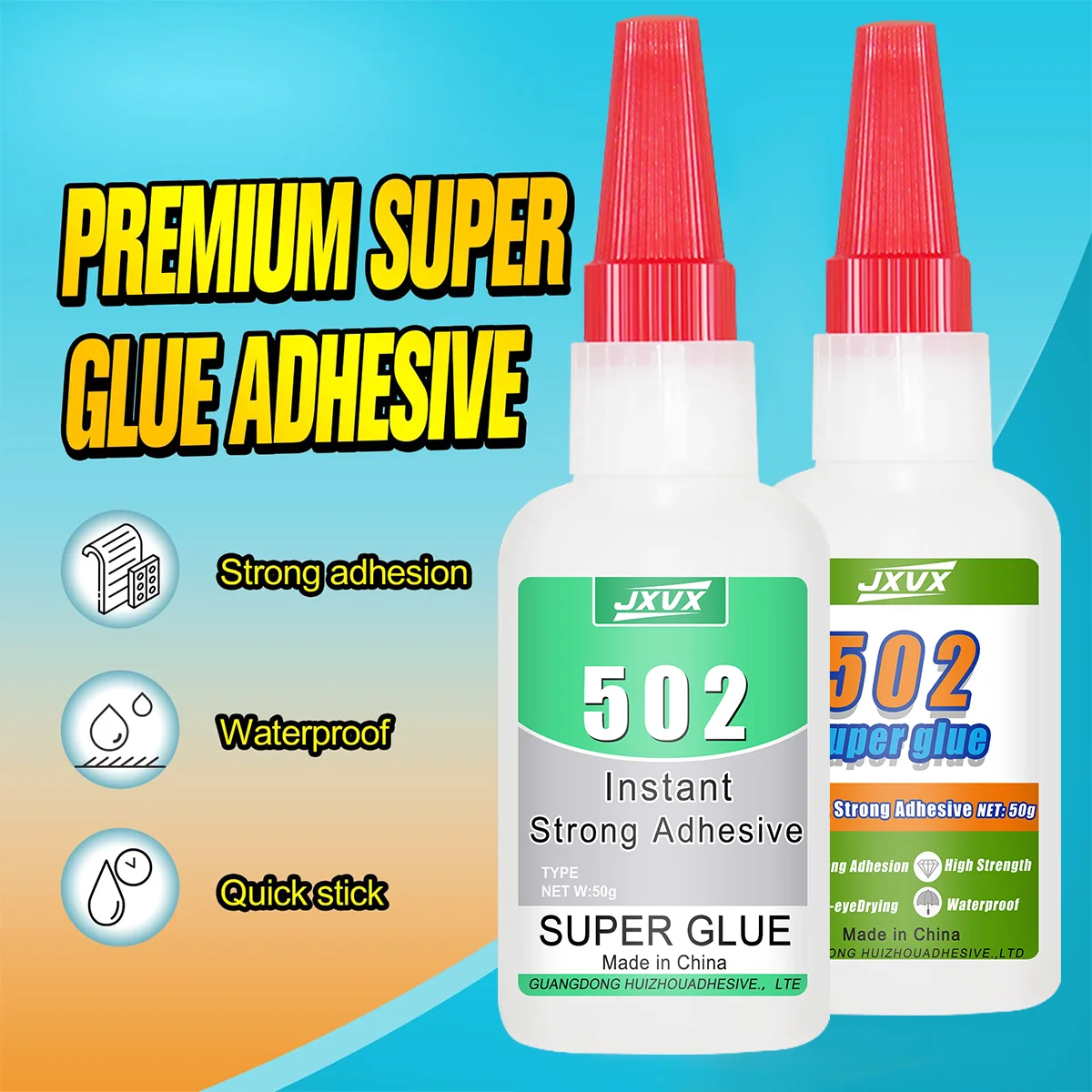 50ml New Formula 502 Glue, Super Fast Drying Cyanoacrylate Glue, Instant Glue, Three Seconds Glue, Leather Rubber Wood Metal Glass Ceramic Plastic Strong Liquid Glue Tool